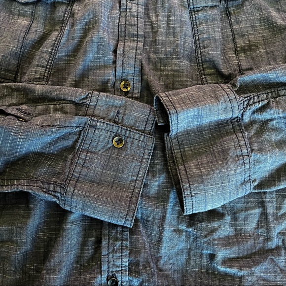 INC International Concepts Blue Long Sleeve Button-down Shirt Textured Weave - Picture 4 of 5